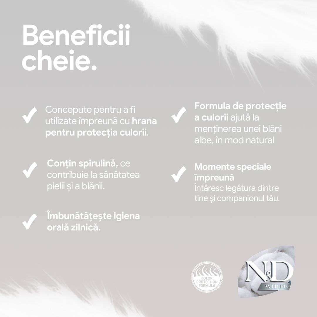 Recompense Dentare Caini Farmina N&amp;D White | Biban de Mare, Spirulină &amp; Fenicul, Mini, 60g