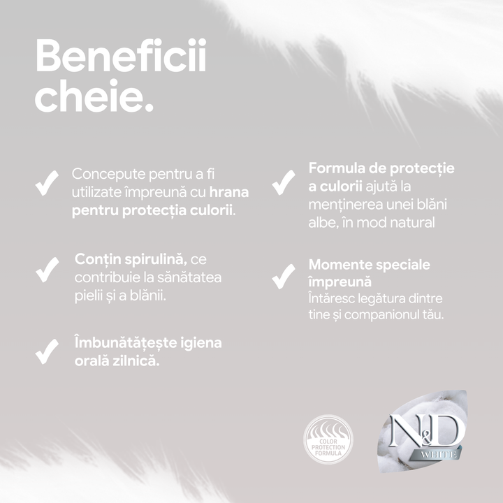 Recompense Dentare Caini Farmina N&amp;D White | Biban de Mare, Spirulină &amp; Fenicul, Mini, 60g