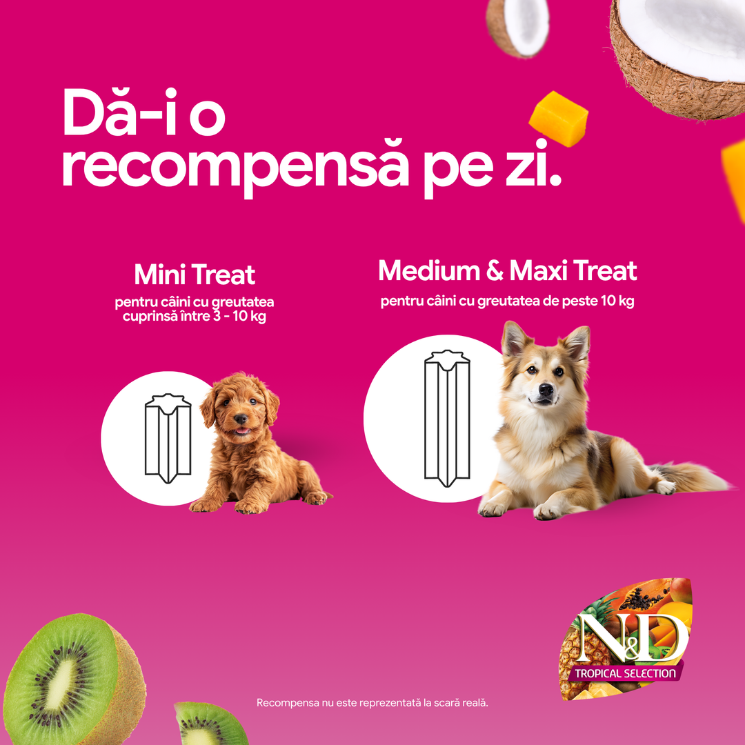 Recompense Dentare Caini Farmina N&amp;D Tropical Selection | Porc, Alac, Ovăz &amp; Fructe Tropicale, Mini, 60g