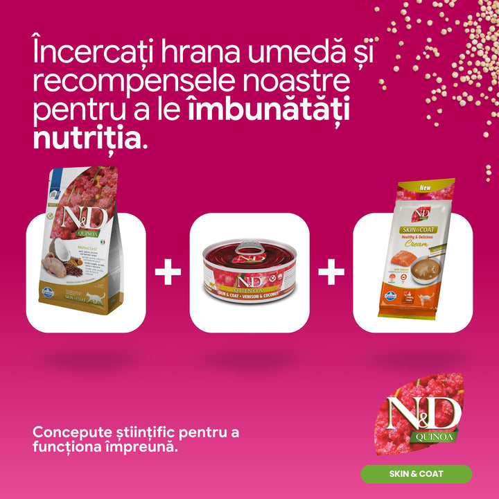 Hrană uscată pisică Farmina N&amp;D QUINOA skin&amp;coat prepeliță 1.5 kg