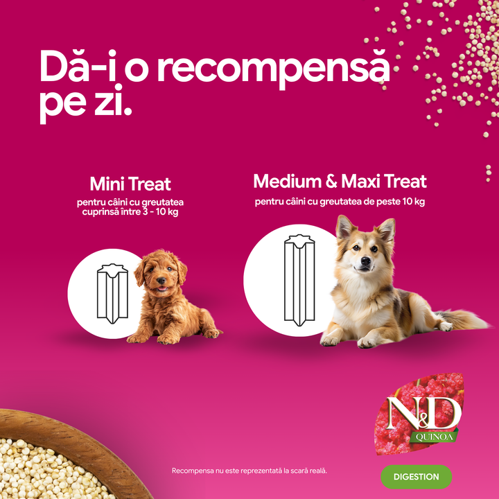 Recompense Dentare Caini Farmina N&amp;D Quinoa Digestion | Miel, Fenicul &amp; Mentă, Medium &amp; Maxi, 100g