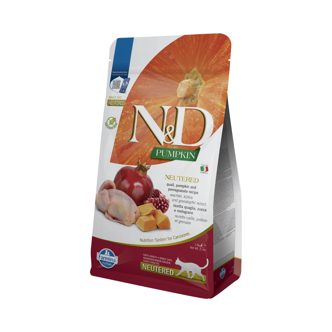 Hrană Uscată Pisică Farmina N&D Pumpkin Prepeliță, dovleac & rodie Neutered 1,5 kg