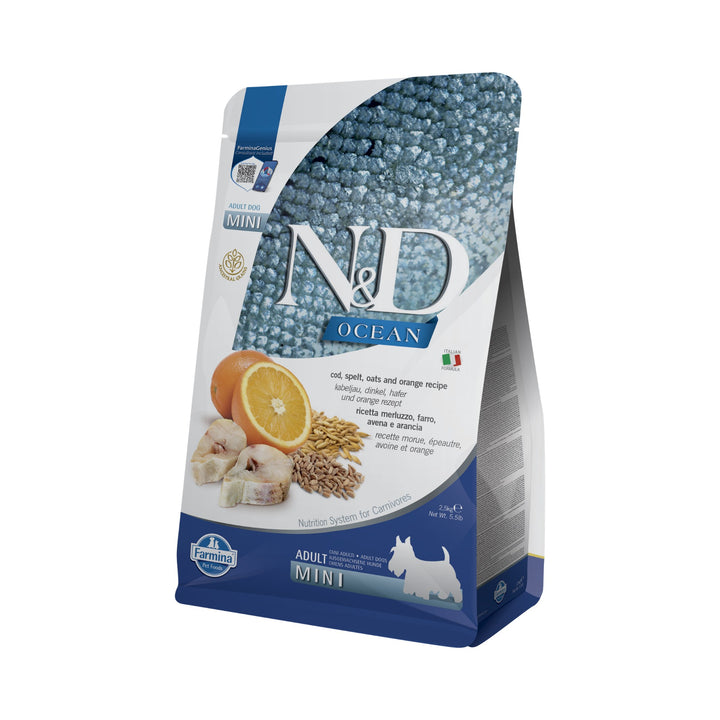 Hrană Uscată Câine Farmina N&amp;D Ocean Cod, alac, ovăz &amp; portocale Adult Mini 2,5 kg