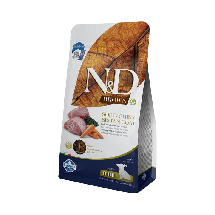 Hrană Uscată Câine Farmina N&amp;D Brown Miel, spirulina &amp; morcov Puppy Mini 1,5 kg