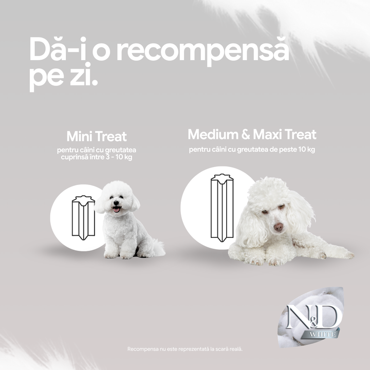 Recompense Dentare Caini Farmina N&amp;D White | Biban de Mare, Spirulină &amp; Fenicul, Mini, 60g