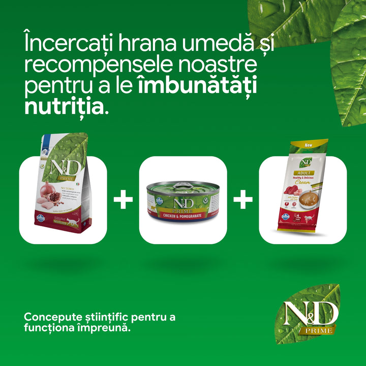 Hrană Uscată Pisică Farmina N&amp;D Prime Pui &amp; rodie Neutered 1,5 kg
