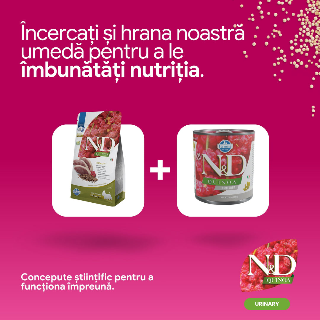 Hrană Uscată Câine Farmina N&amp;D Quinoa Urinary Rață &amp; merișoare Adult Mini 1,5 kg