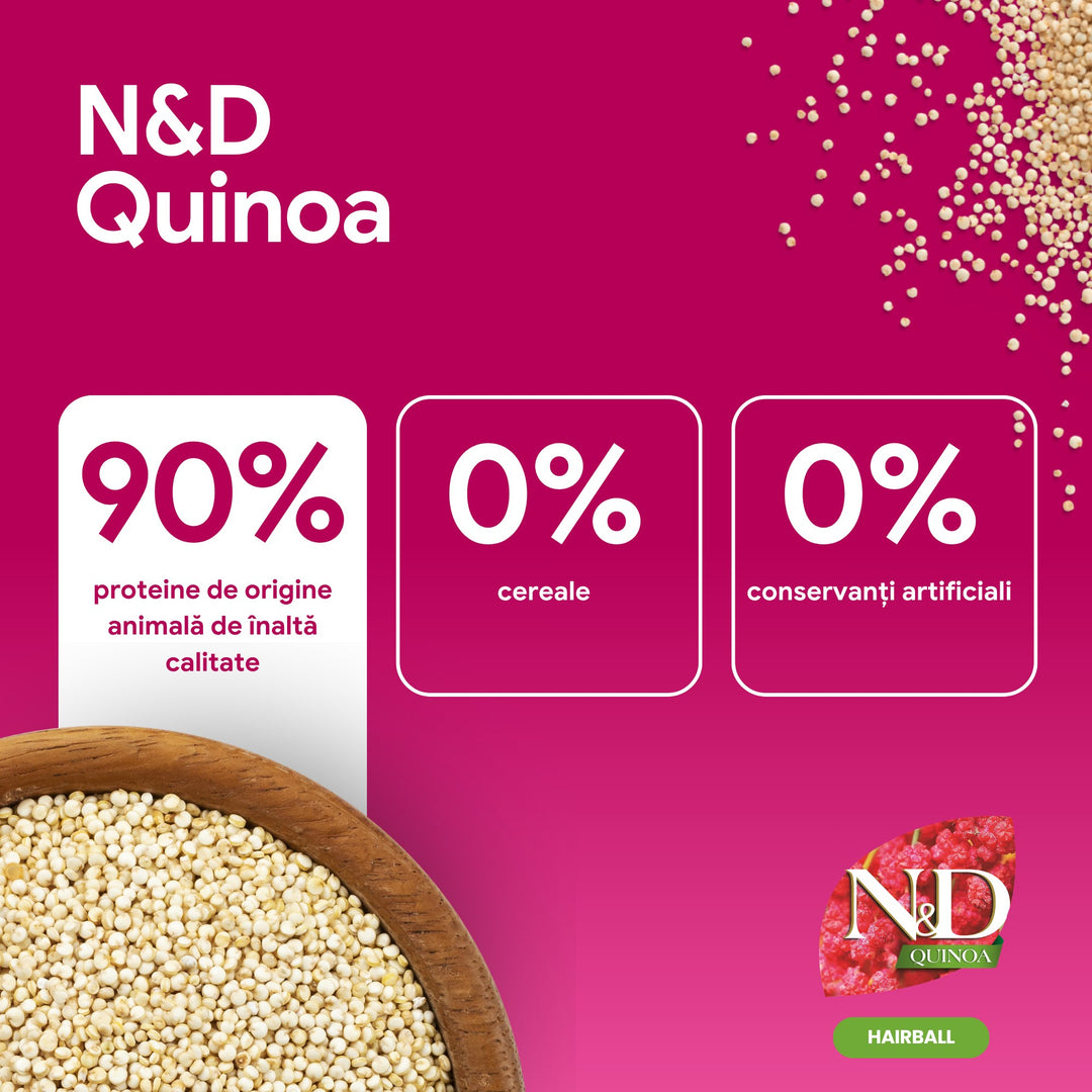 Hrană uscată pisică Farmina N&amp;D QUINOA hairball 1.5 kg