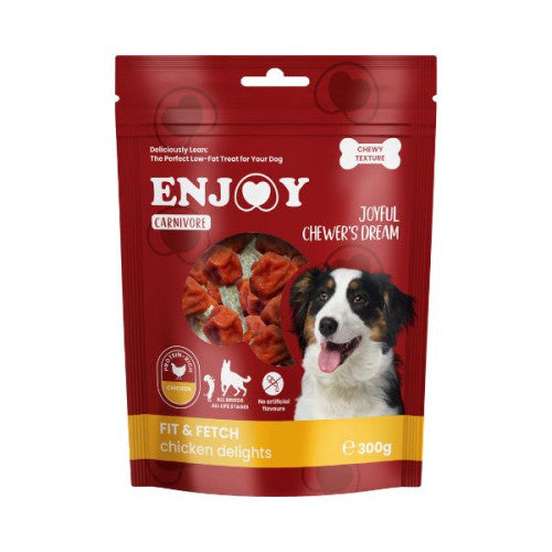 Recompense pentru caini Enjoy Carnivore Lollipop Fit &amp; Fetch cu pui 300 gr