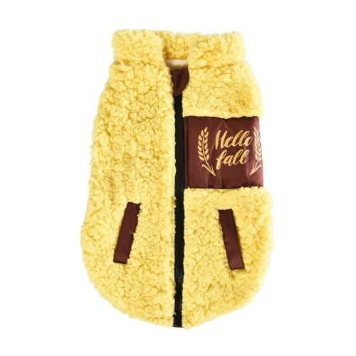 Haina de iarnă fluffy pentru câine, 4DOG DELUXE, galben, 40 cm