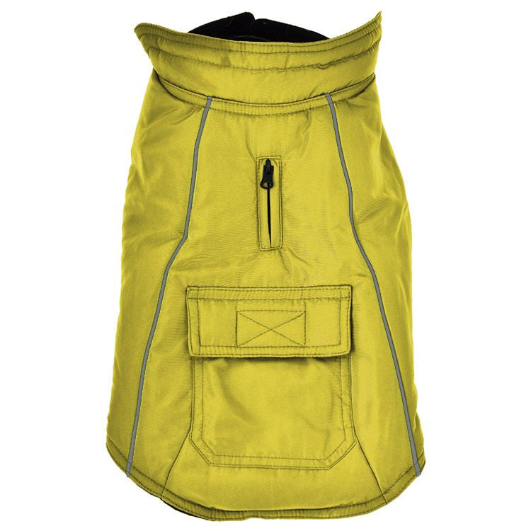 Haina de iarna pentru câine, deluxe 4DOG, ralph, galben, 40 cm, fas, medie talie, ajustabila, arici, confort, protecție frig