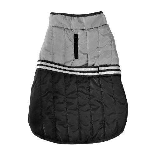 Haină reflectivă câini 4DOG DELUXE, belt black, 40cm, termoizolantă, vizibilitate sporită, confortabilă, ajustabilă, modernă