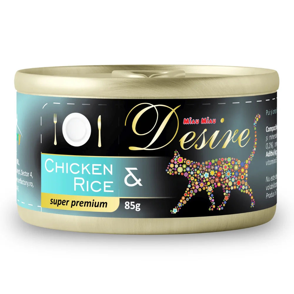 Hrană Umedă Pisici DESIRE | Pui cu Orez, 85g, File