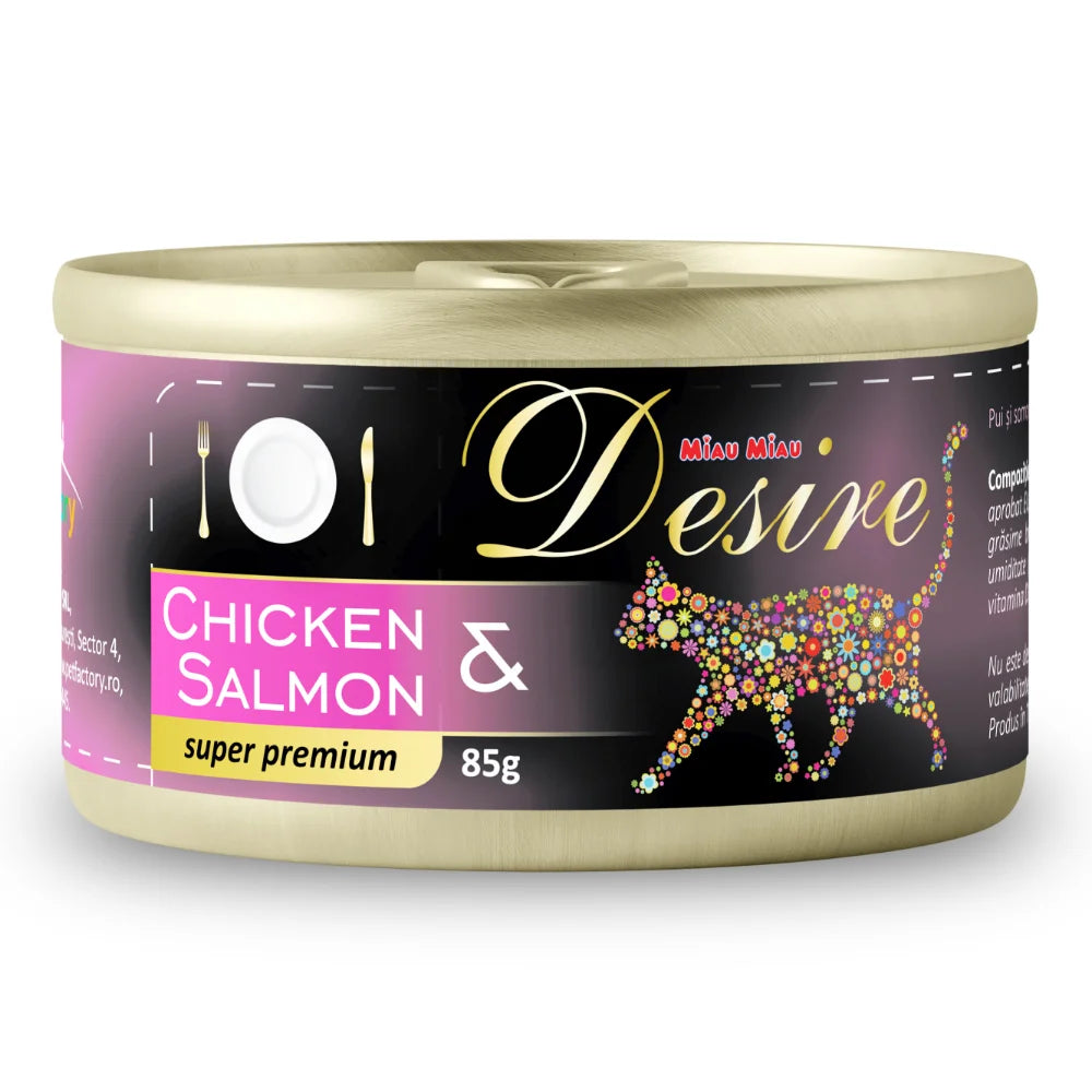 Hrană Umedă Pisici DESIRE | Pui & Somon, 85g, File