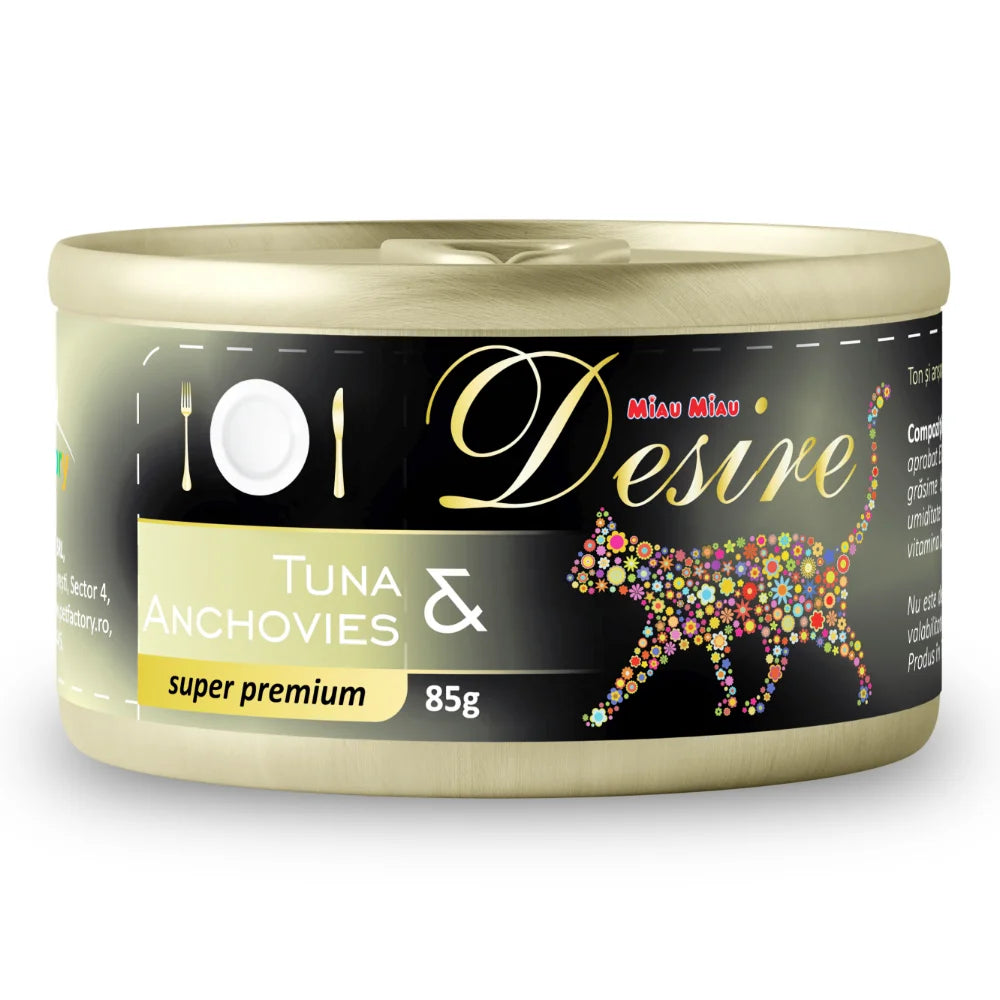 Hrană umedă pisică adulta, ton file și ansoa în gelatina desire, 85g