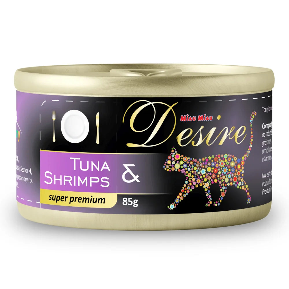 Hrană umedă pisică adulta, desire, ton file și creveti în gelatina, 85g