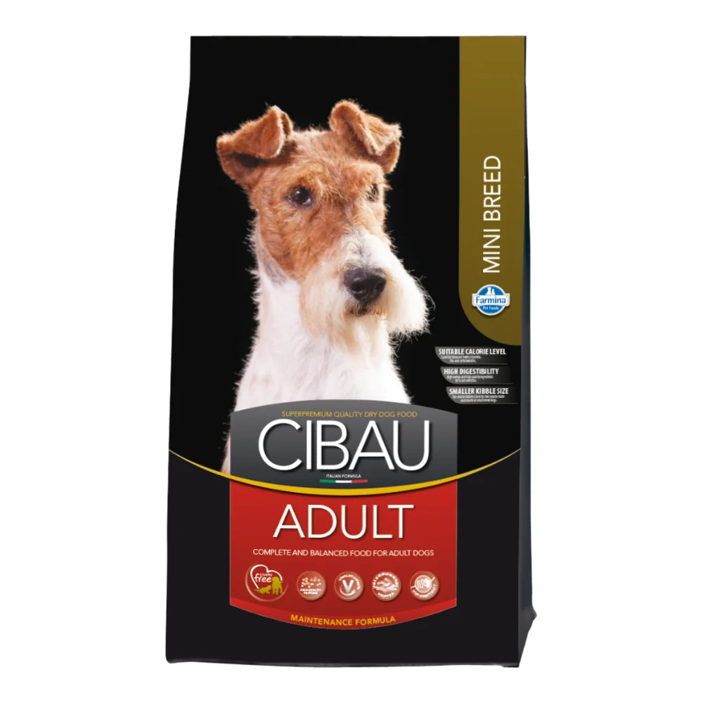 Hrană uscată pentru câini adulți de talie mică CIBAU mini 2,5kg, proteină 27%, grăsimi 15%, vitamine și minerale esențiale