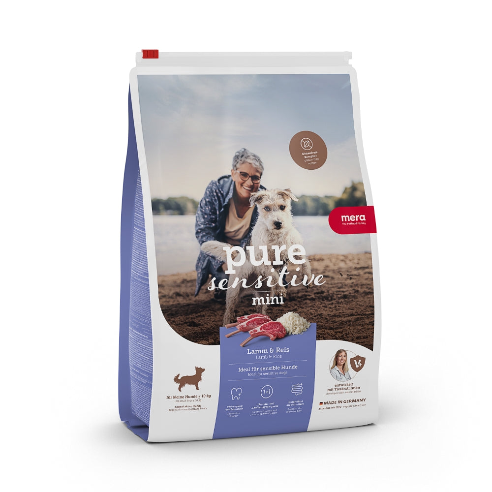 Hrană uscată super premium pentru câini sensibili miel și orez MERA PURE sensitive 4kg