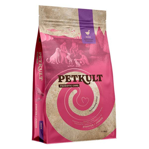 ?Hrana uscata pentru caini Petkult Probiotics Starter Junior cu rata si orez 2 kg