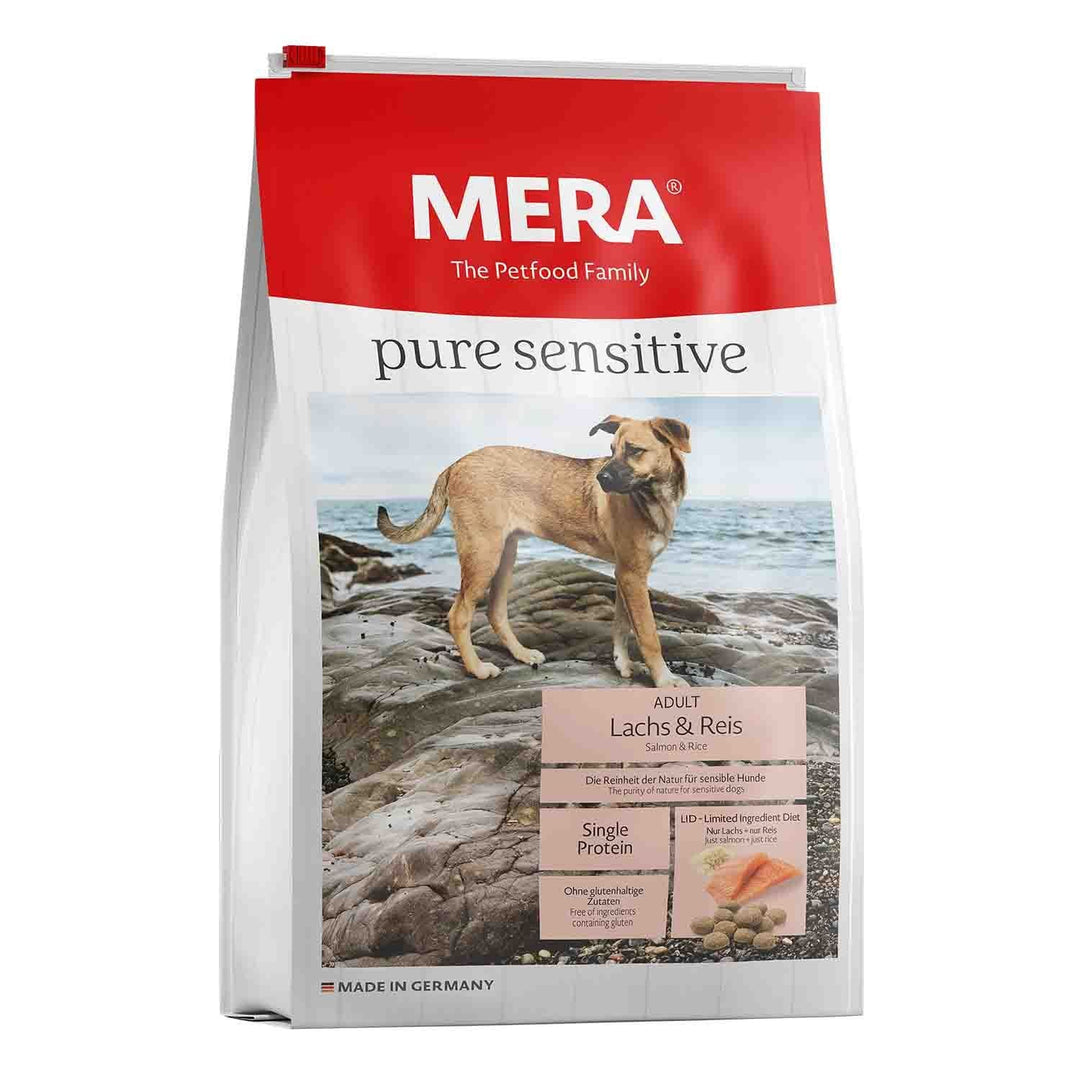 Hrană uscată pentru câini sensibili, MERA PURE sensitive, somon și orez, 4kg