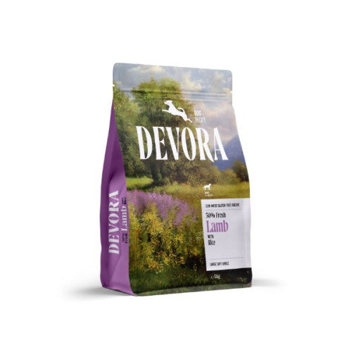 Hrana semi-umeda pentru caini Devora Dog Semi-Moist Large Kibble Fresh Lamb &amp; Rice 5 kg