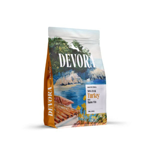 Hrana uscata pentru caini Devora Starter &amp; Junior Grain Free Multi - Protein cu curcan si peste marin 4 kg