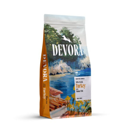 Hrana uscata pentru caini Devora Starter &amp; Junior Grain Free Multi - Protein cu curcan si peste marin 7.5 kg