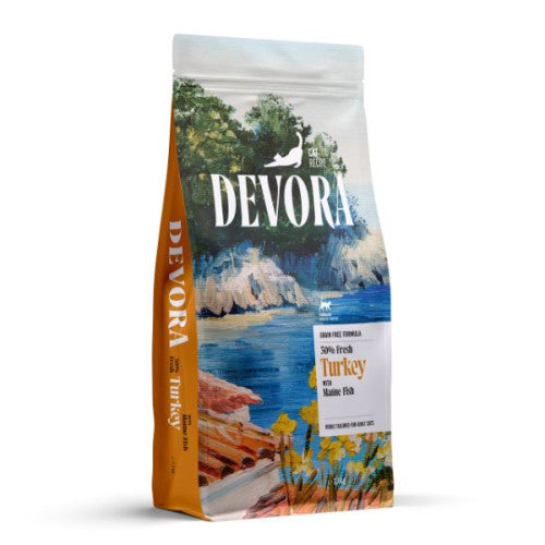 Hrana uscata pentru pisici Devora Sterilized Grain Free cu curcan si peste marin 7.5 kg