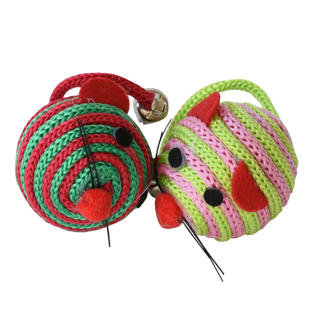 Jucarie pentru pisici - soricel textil cu clopotel, set 2 bucăți, MIAU MIAU