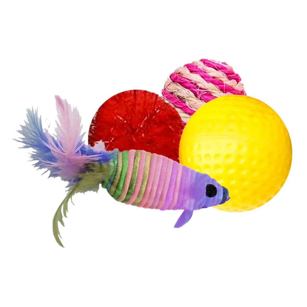 Set jucării colorate pentru pisici, MIAU MIAU, crazy toys, 4 bucăți