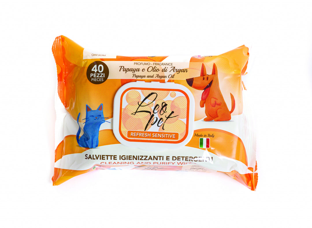 Leopet Servetele Umede cu Papaya si Ulei de Argan pentru Animale de Companie