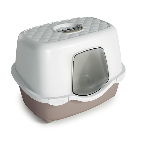 Litieră Acoperită STEFANPLAST Chic | Filtru Inclus, Alb/Crem, 56x39x39cm