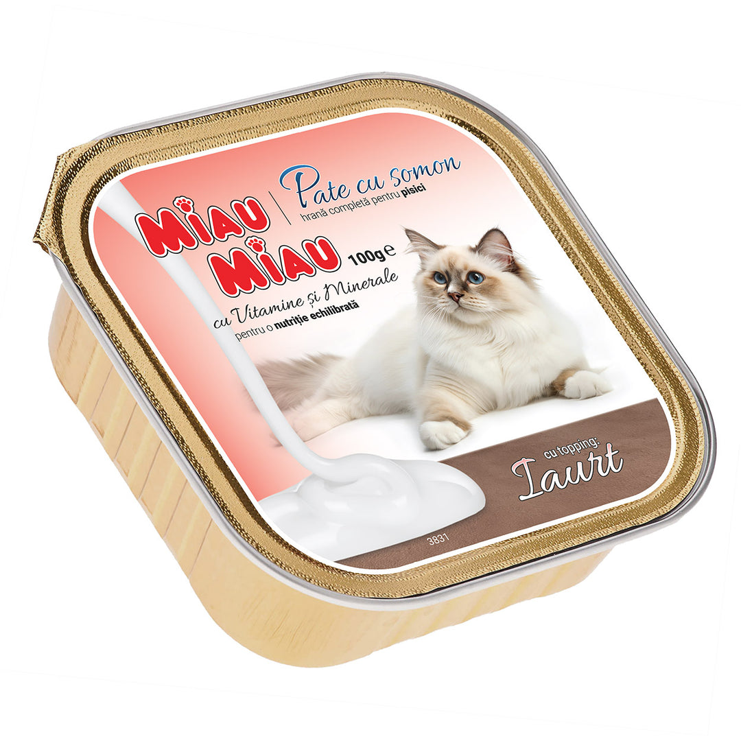 Hrană Umedă Pisici MIAU MIAU | Pate cu Somon și Iaurt, 100g