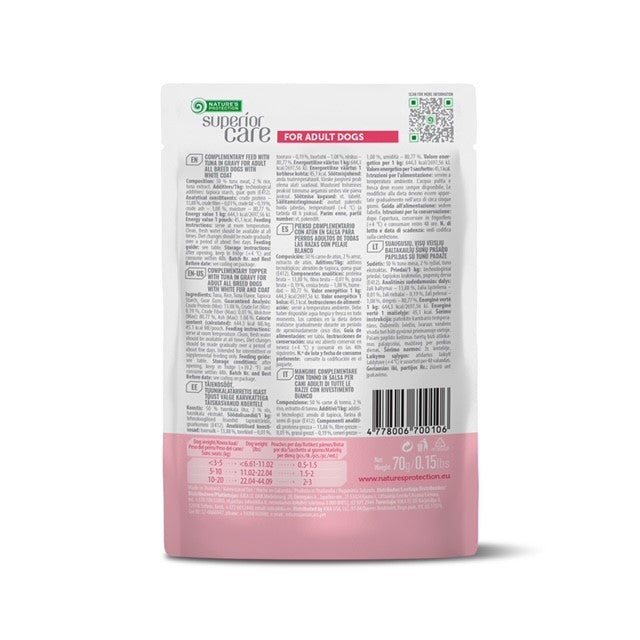 Superior Care White Dogs Topper pentru Caini Adulti cu Ton in Sos 70g
