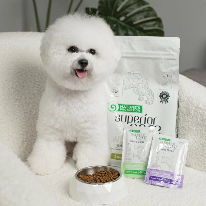 Superior Care White Dogs Topper Pentru Caini Adulti cu Ton si Somon in Sos 70g