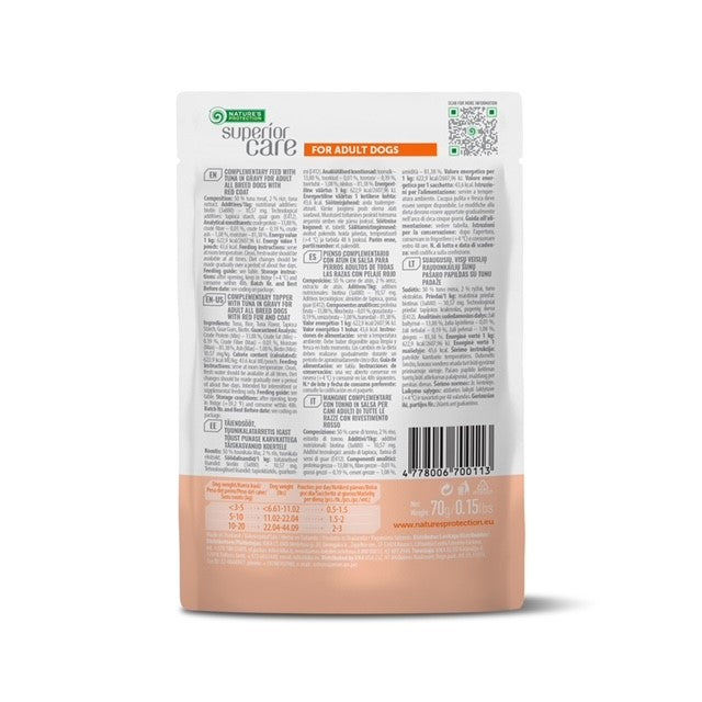 Superior Care Red Coat Topper Pentru Caini Adulti cu Ton in Sos 70g