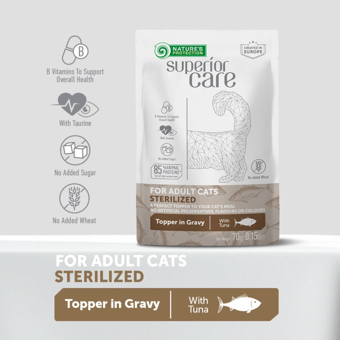 Superior Care Topper Adult Cat Sterilised cu Ton 70g