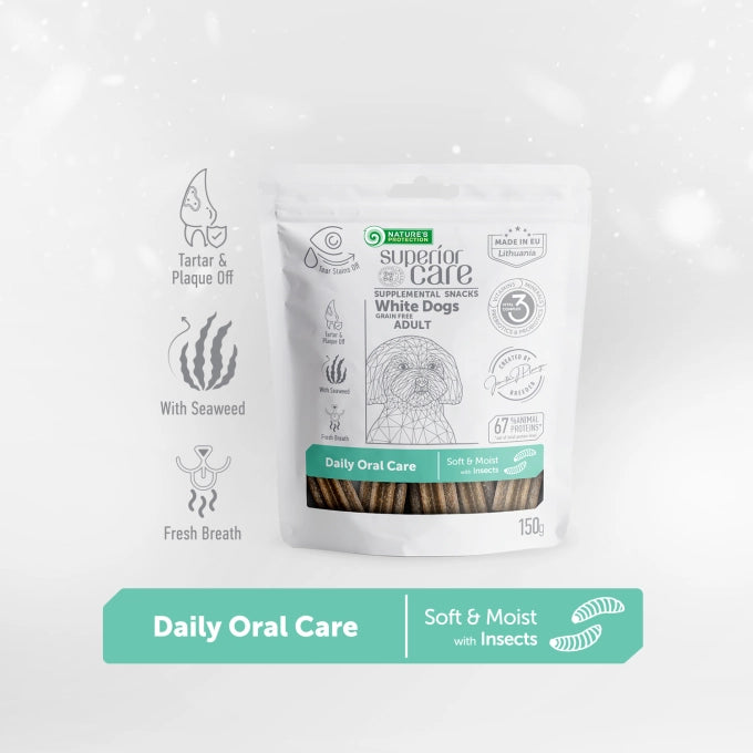 Superior Care White Dogs Snacks Oral Care cu Insecte 150 Gr