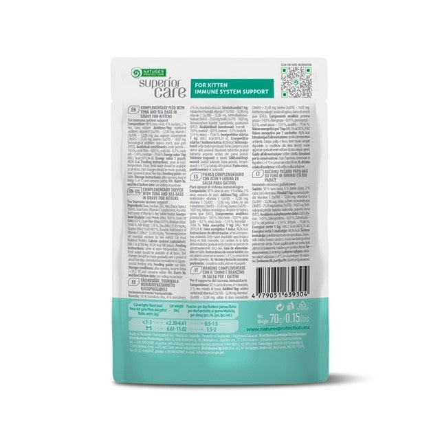 Superior Care Kitten Topper Pentru Sustinerea Sistemului Imunitar cu Ton si Biban 70 Gr