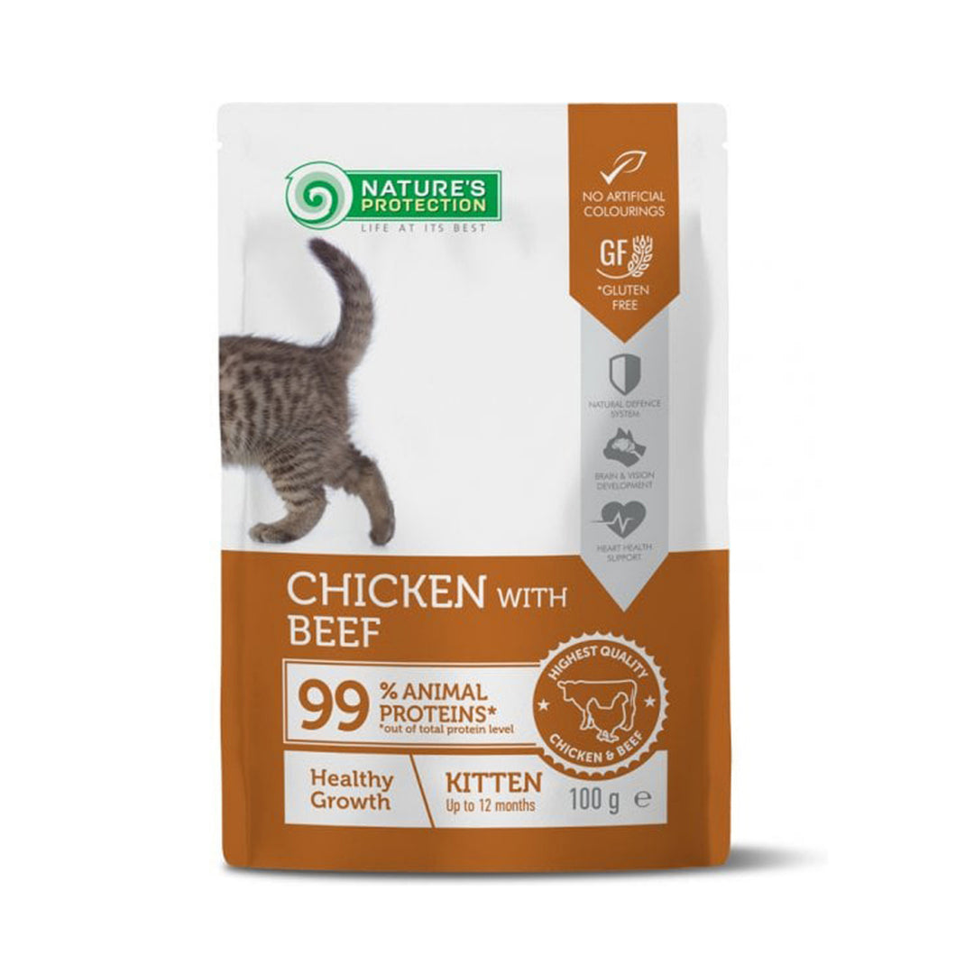 Nature s Protection Kitten Crestere Sanatoasa Plic cu Pui si Vita 100 Gr