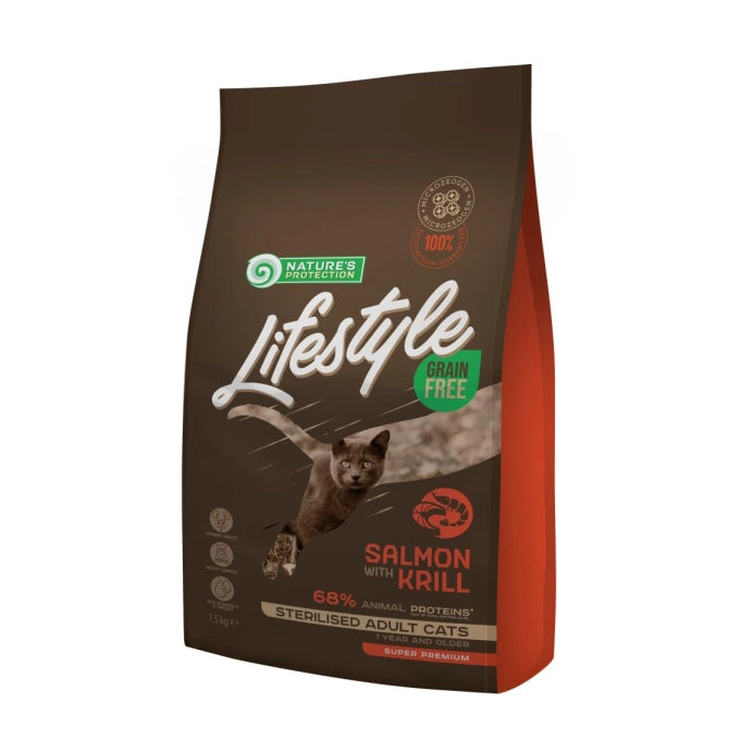 Nature s Protection Lifestyle Grain Free Adult Cat Sterilised Salmon with Krill