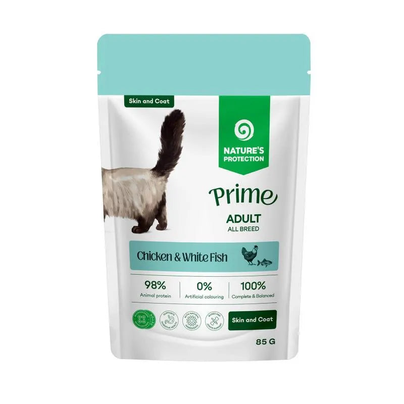 Nature s Protection Prime cu Pui si Peste Alb pentru Pisici 85 Gr