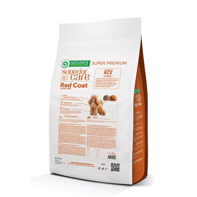 Superior Care Red Coat Grain Free Adult Small Mini Breeds cu Somon 10 Kg