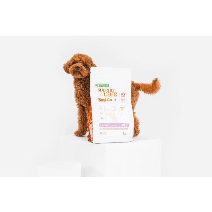Superior Care Red Coat Grain Free Junior Small Mini Breeds cu Somon 1.5 Kg