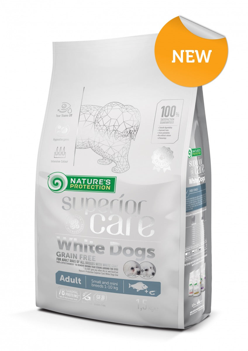 Superior Care White Dogs Grain Free SmallMini Breeds Adult cu Peste Alb
