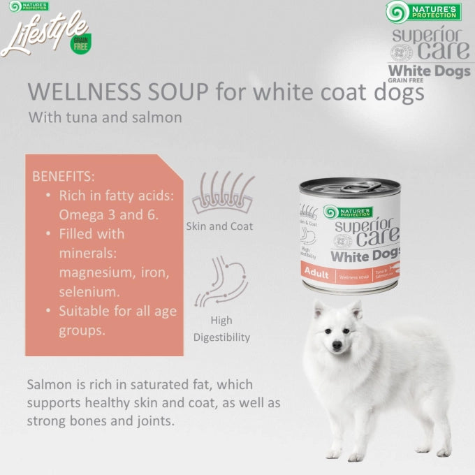 Superior Care White Dogs Wellness Soup cu Ton si Somon 4x40 Gr
