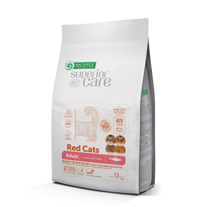 Superior Care Grain Free cu Hering pentru Pisici Adulte cu Blana Rosie