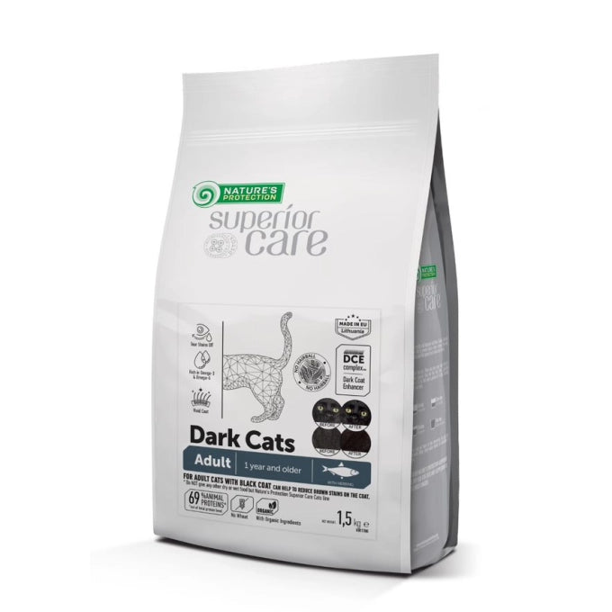 Superior Care Grain Free cu Hering pentru Pisici Adulte cu Blana Inchisa