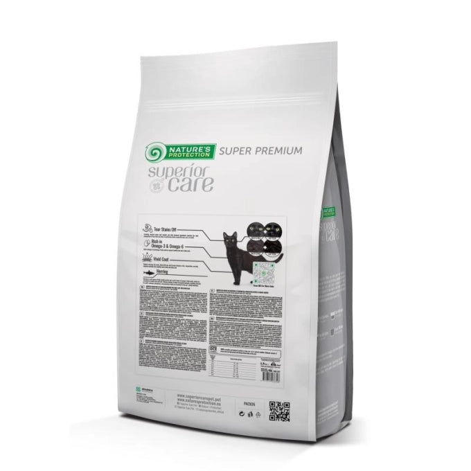 Superior Care Grain Free cu Hering pentru Pisici Adulte cu Blana Inchisa 1.5 Kg