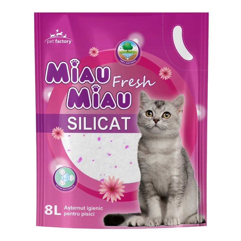 Așternut igienic pisică fresh din silicat natural, MIAU MIAU, 8l